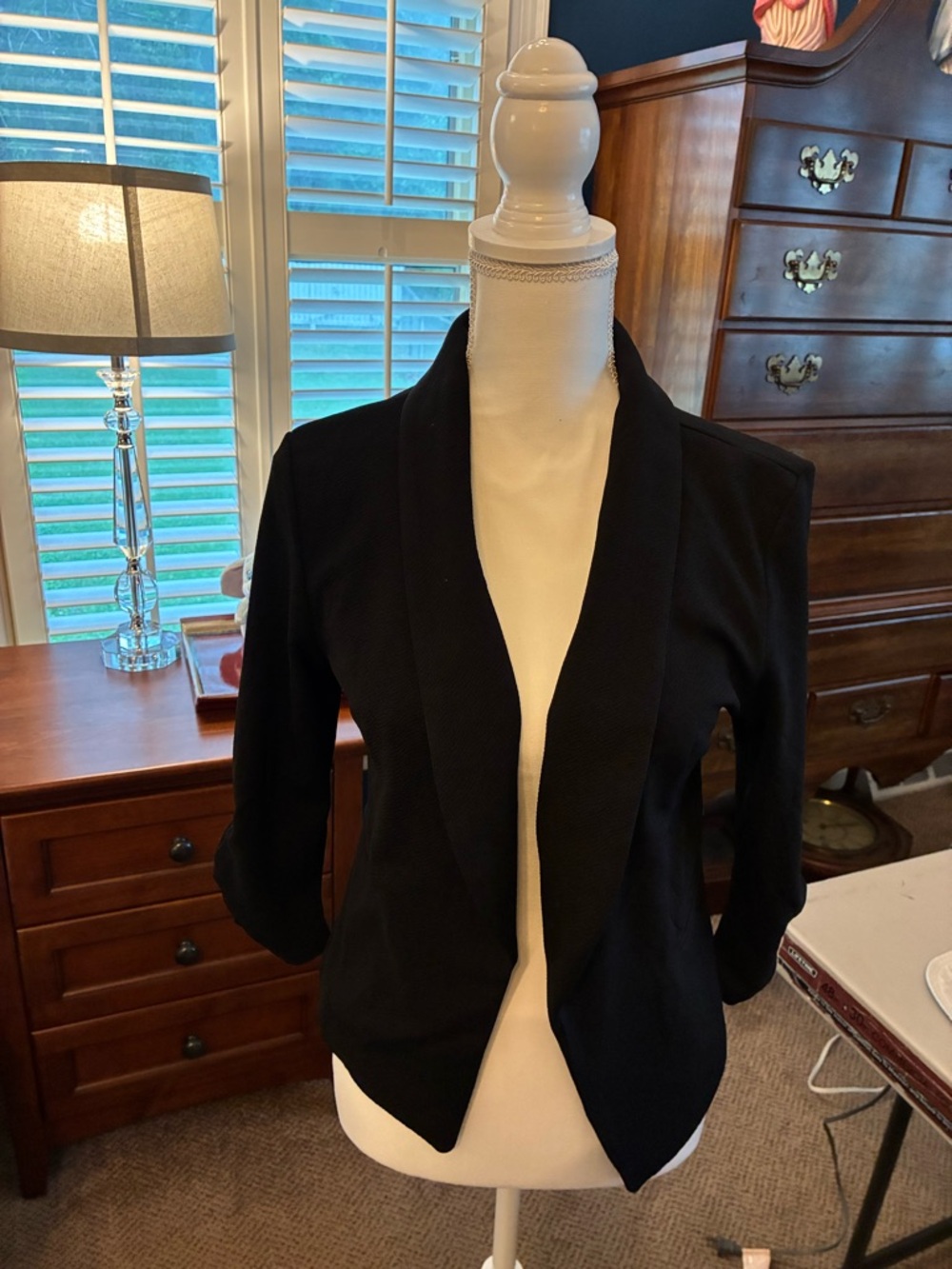 Maurice’s Brand Black Open-Front 3/4 Sleeve Women's Blazer Jacket Size Medium
